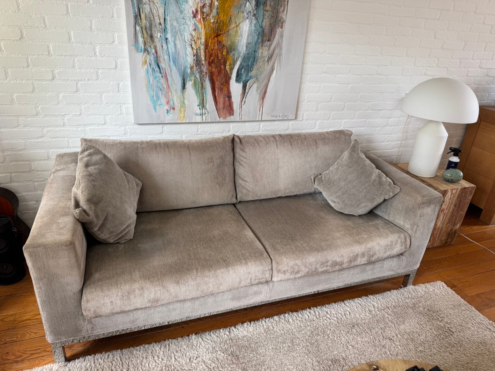Minotti design bank, Ophalen, 75 tot 100 cm, Zo goed als nieuw, Stof