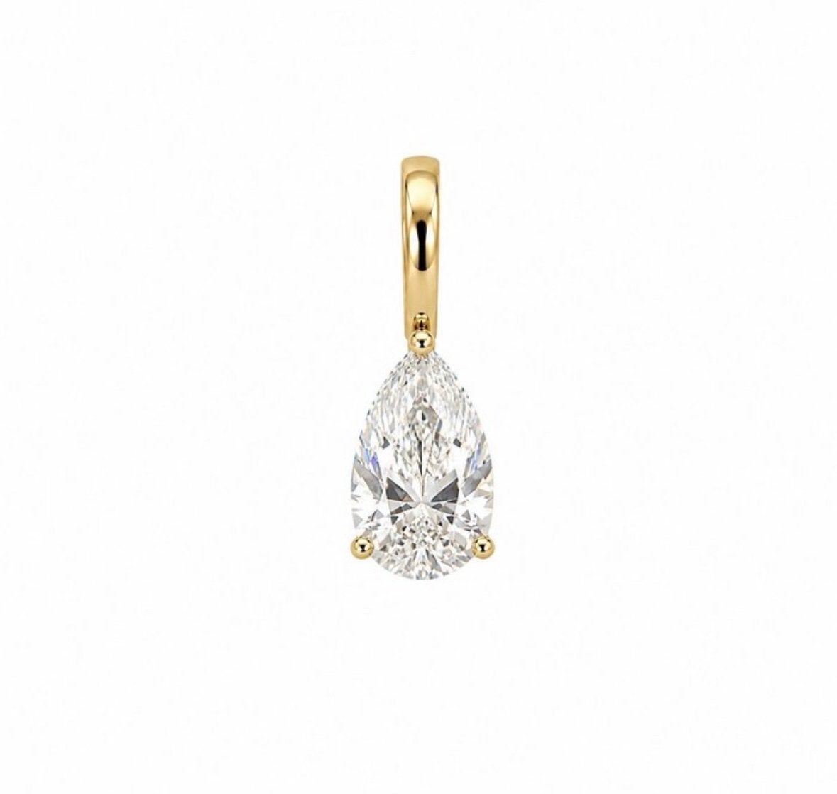 Gouden hanger met peervormige diamant en IGI certificaat, Overige voorstellingen, Nieuw, Ophalen of Verzenden, Met edelsteen