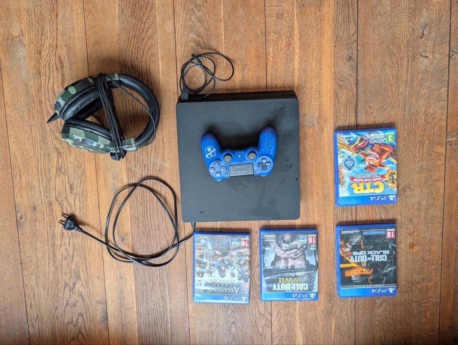 PS4 Slim met controller, headset en 4 games, Ophalen of Verzenden, Met 1 controller, Slim, 500 GB