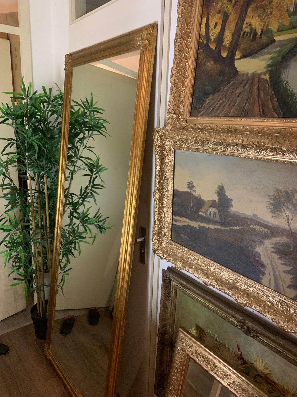 Xxl grote gouden barok spiegel, Ophalen, Gebruikt, 200 cm of meer, 75 tot 100 cm