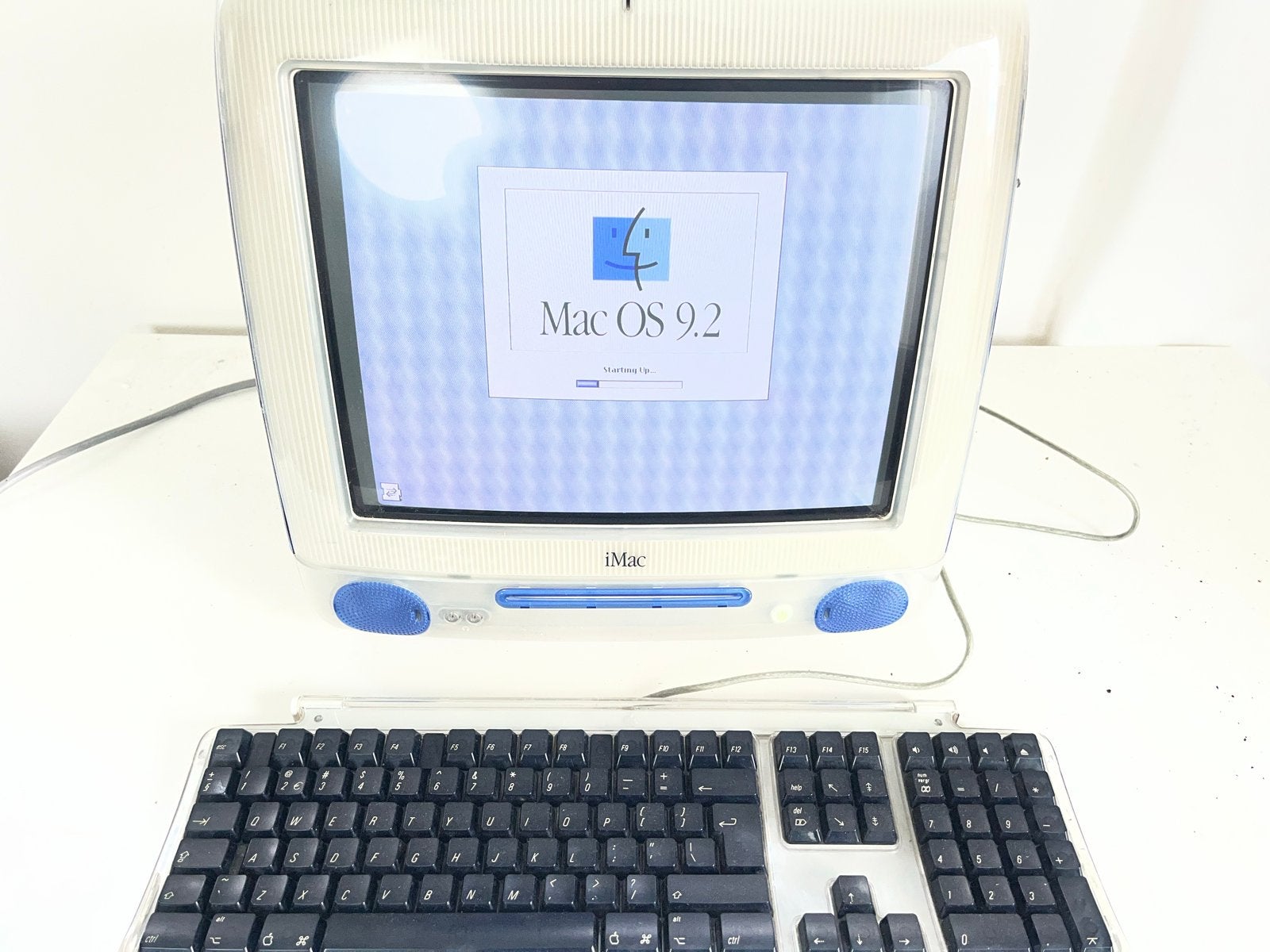 Vintage Apple iMac G3 (Blauw) met Mac OS 9.2 en toetsenbord, Ophalen of Verzenden