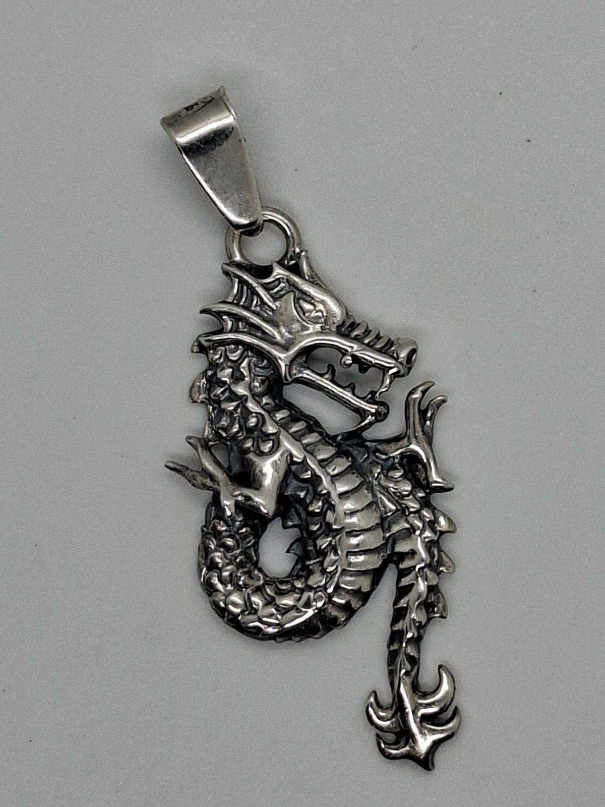 Zilveren Draak Kettinghanger Heren 925 - 6 cm, Ophalen of Verzenden, Zilver, Zilver, Overige voorstellingen