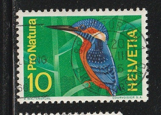 Zwitserland 1966 - Vogel - Kingfisher, Ophalen, Gestempeld
