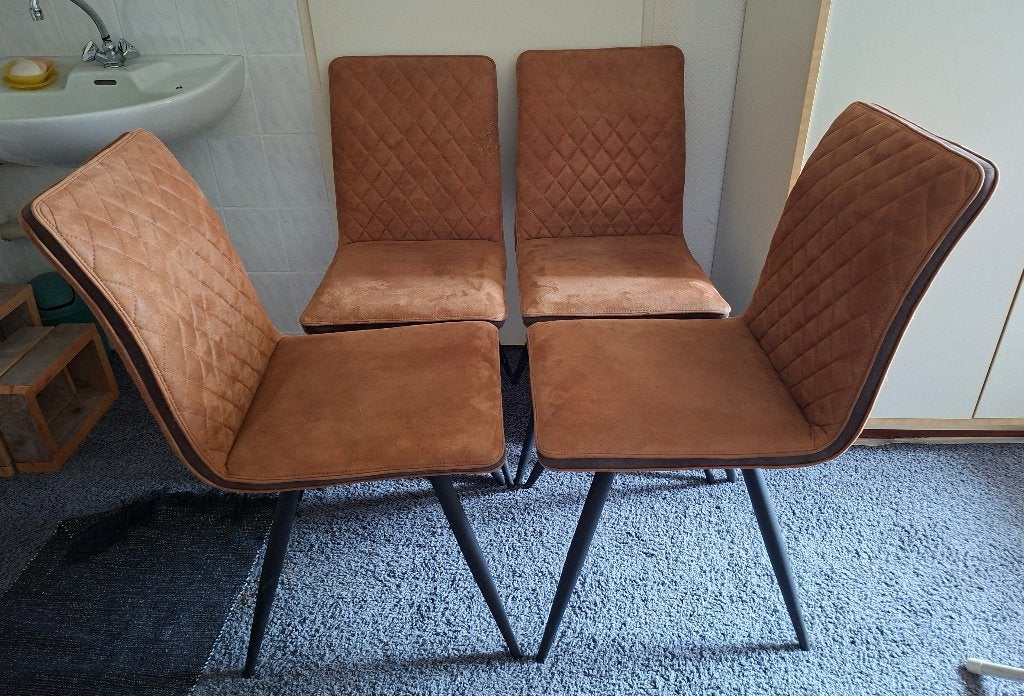 Eetkamerstoelen, Huis en Inrichting, Stoelen, Ophalen, Gebruikt, Bruin, Vier