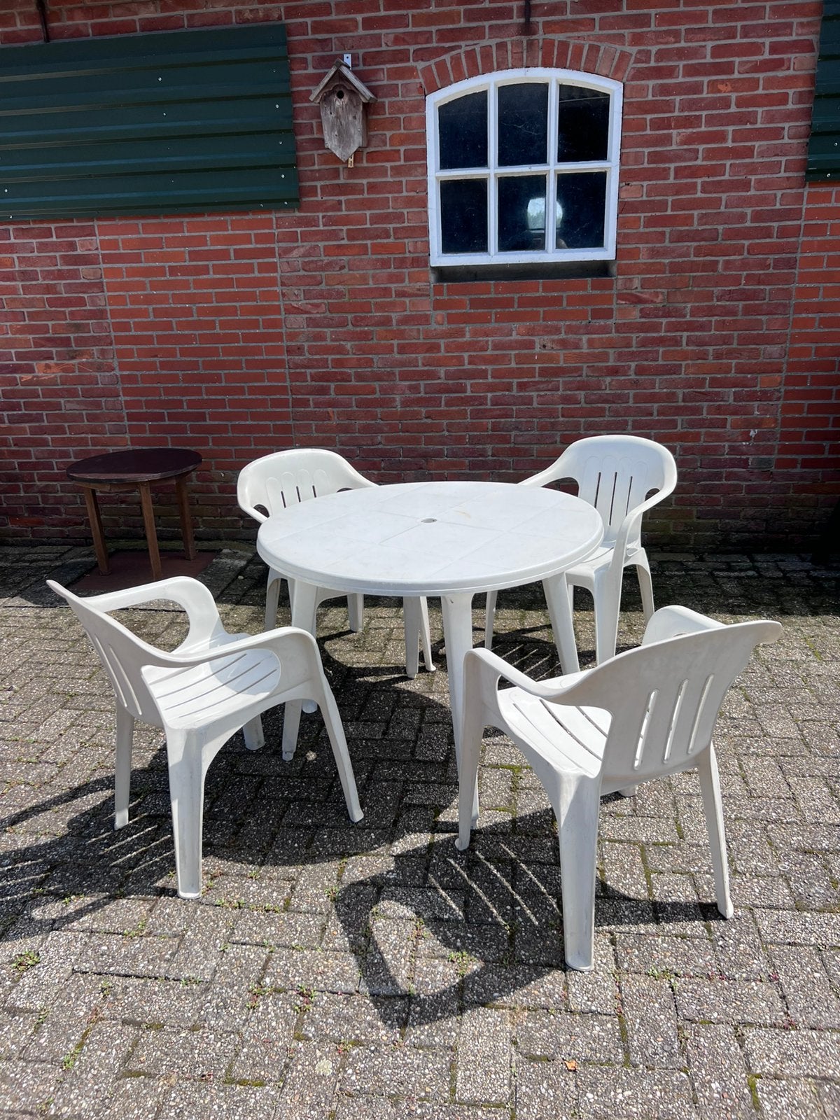 Tuinset met 4 stoelen, Ophalen, Kunststof, Eettafel, 4 zitplaatsen