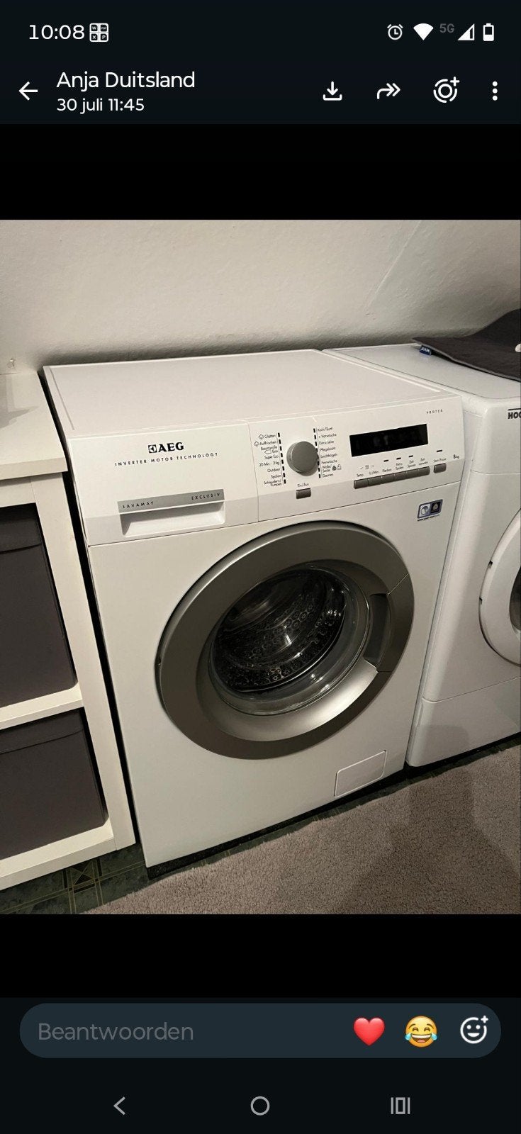 AEG wasmachine, Witgoed en Apparatuur, 6 tot 8 kg, Ophalen, 1200 tot 1600 toeren, 85 tot 90 cm