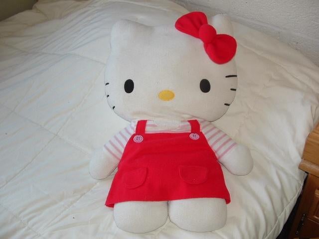 SANRIO HELLO KITTY POES BADSTOF WIT MET ROZE STREEPT, Ophalen of Verzenden, Nieuw, Overige typen