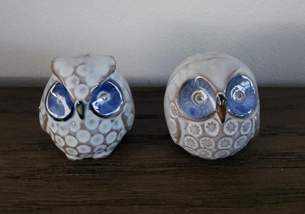 Set van 2 keramische uilenbeeldjes, Ophalen of Verzenden