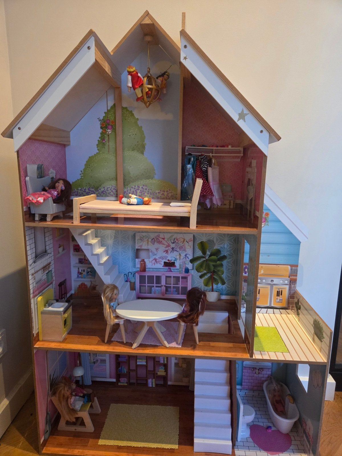 Kidskraft groot houten poppenhuis, barbiehuis, Ophalen, Zo goed als nieuw, Poppenhuis