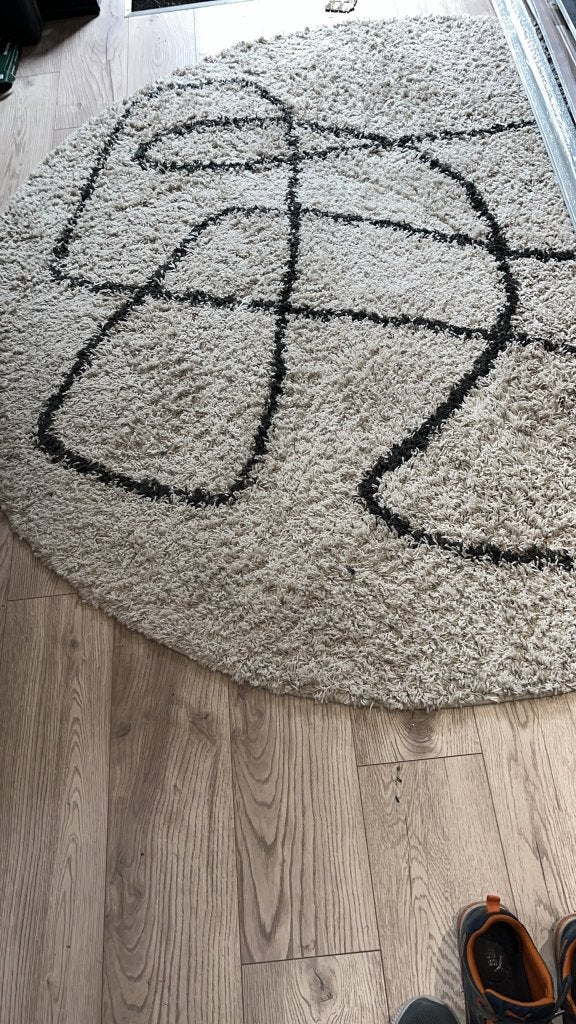 rond vloerkleed 195cm, Ophalen, Gebruikt, Wit, 150 tot 200 cm