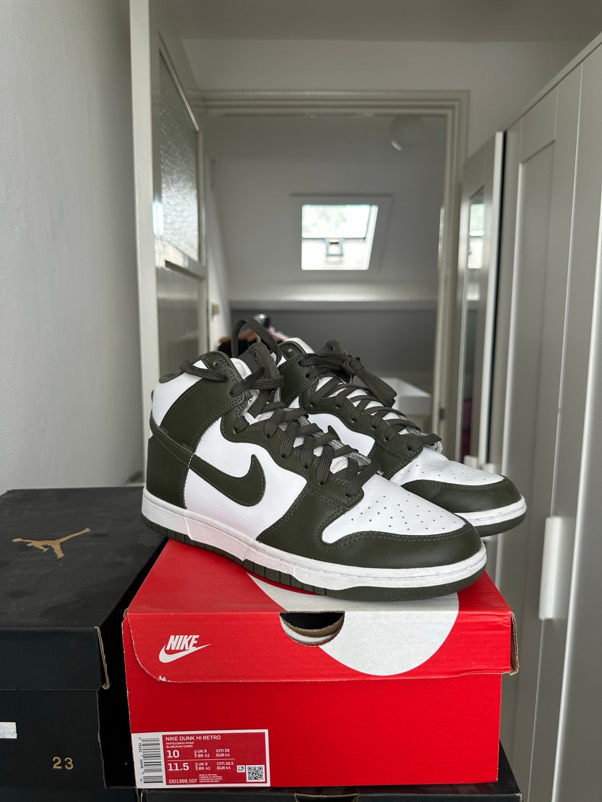 Nike Dunk High Retro - Cargo Khaki, Kleding | Heren, Schoenen, Ophalen of Verzenden, Gedragen, Overige kleuren, Sneakers of Gympen