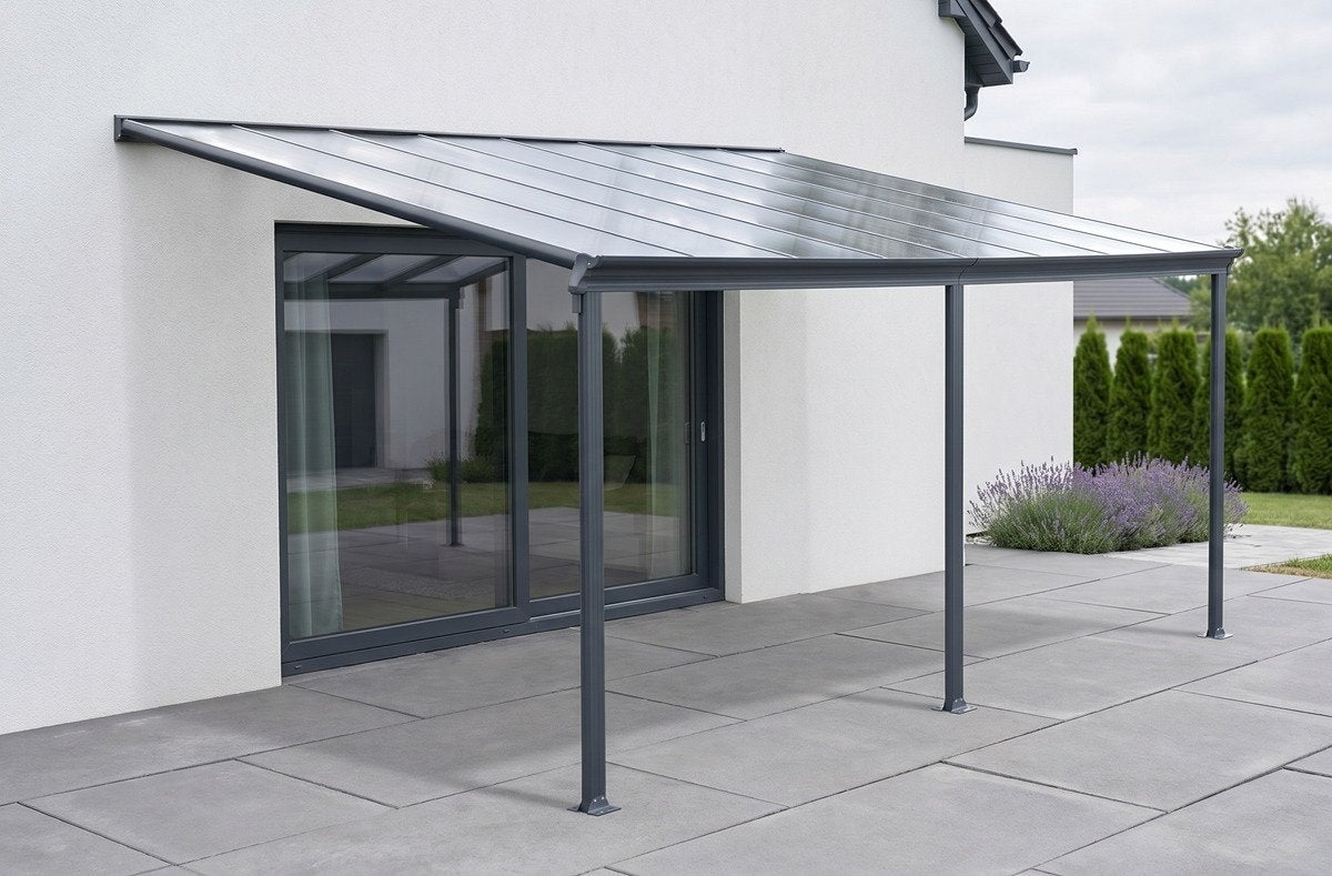 Nieuwe Aluminium Overkapping 4,5x3,5m met Polycarbonaat, Ophalen, Nieuw, Veranda