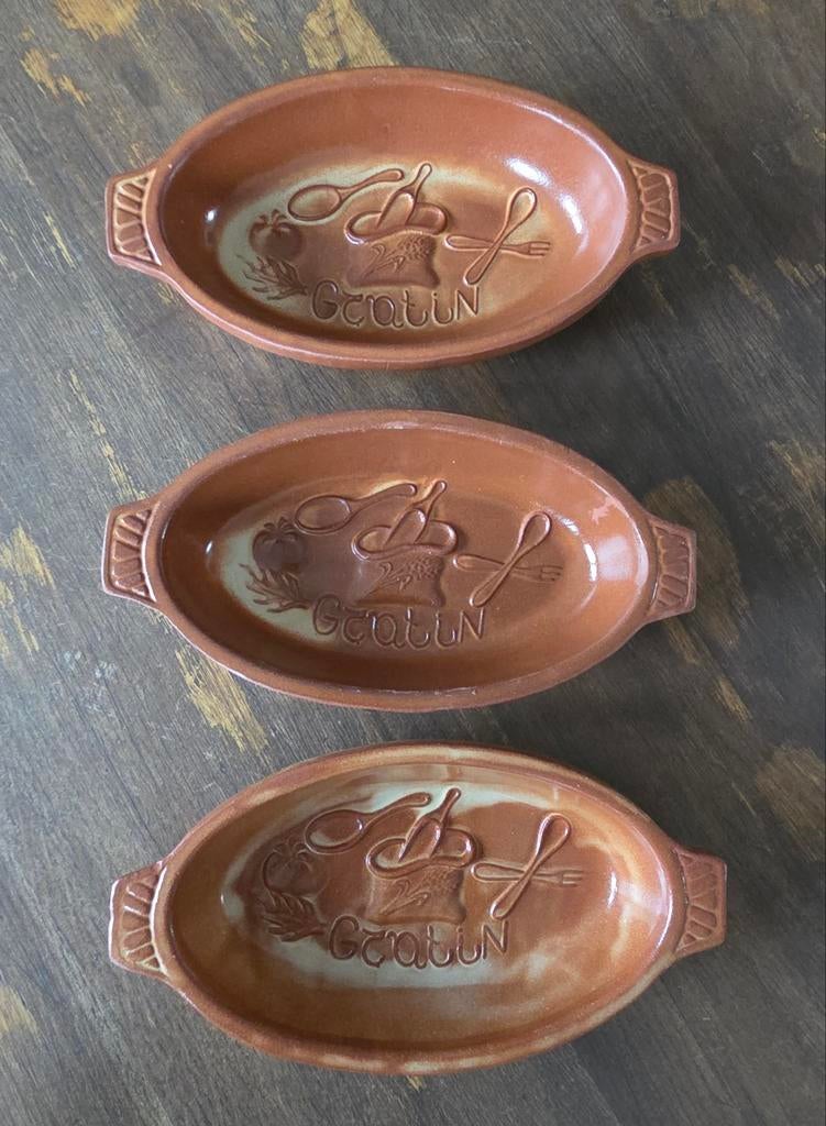 3 Terra Toscana gratin schalen, Ophalen of Verzenden, Zo goed als nieuw, Overige stijlen, Schaal of Schalen