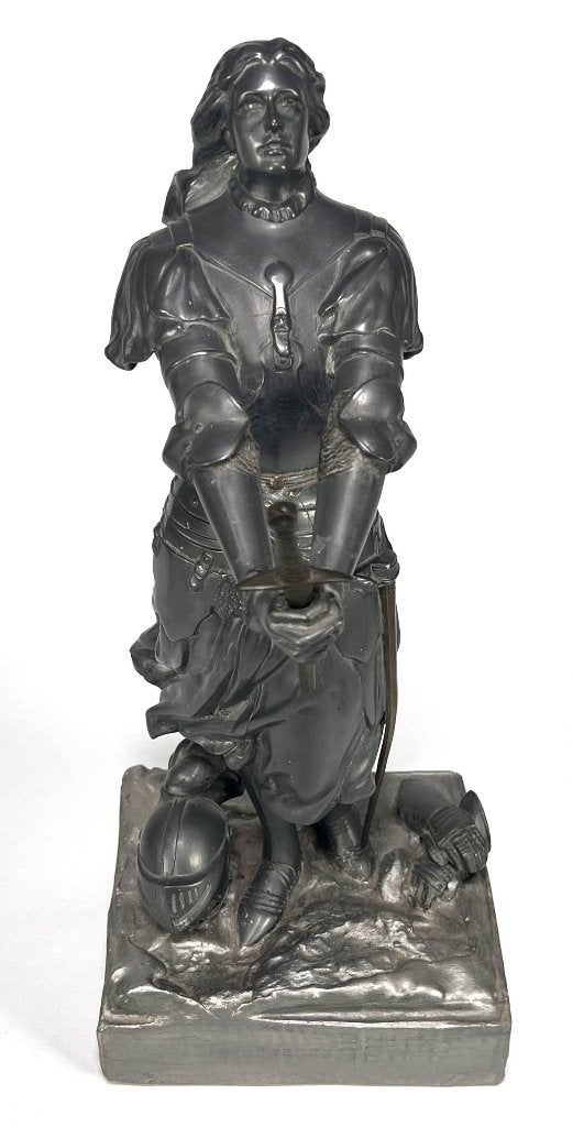1094. Metalen beeld naar Henri Allouard – Jeanne d'Arc, Antiek en Kunst, Ophalen, 20 - 50 cm, Beeld, Metaal