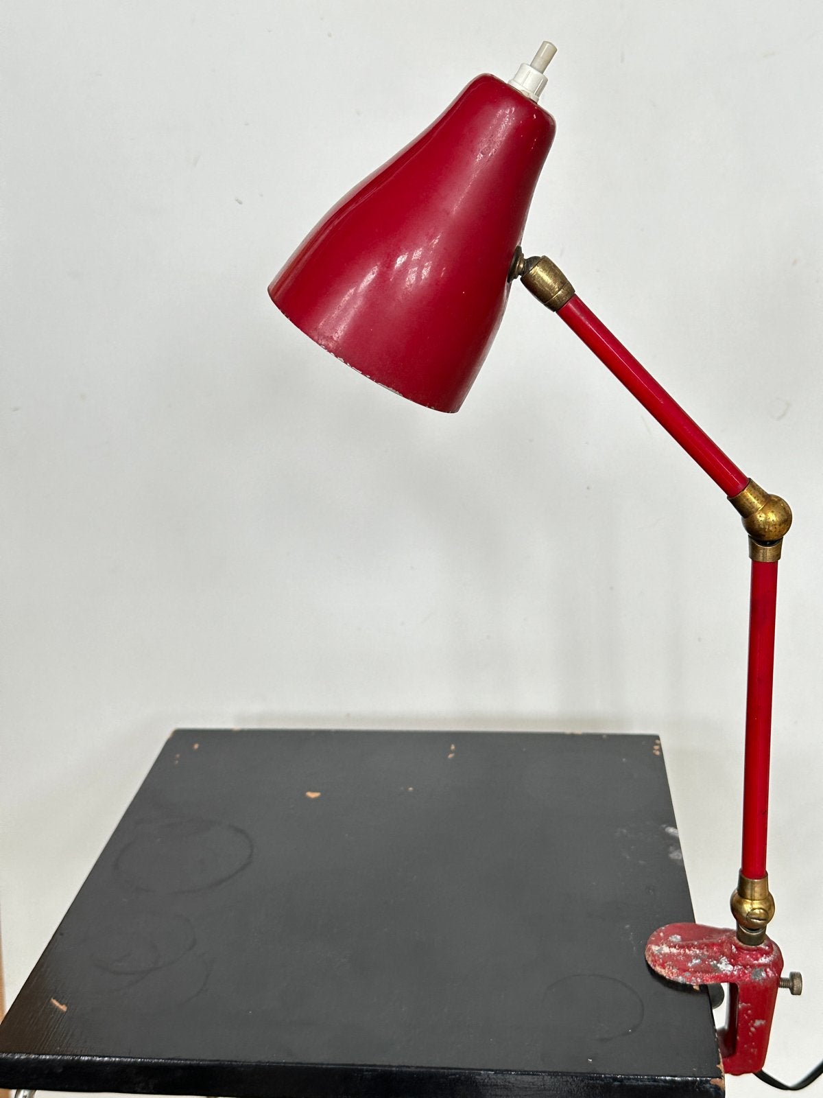 Vintage Rode Bureaulamp ostuni arteluce stilux stilnovo, Ophalen of Verzenden