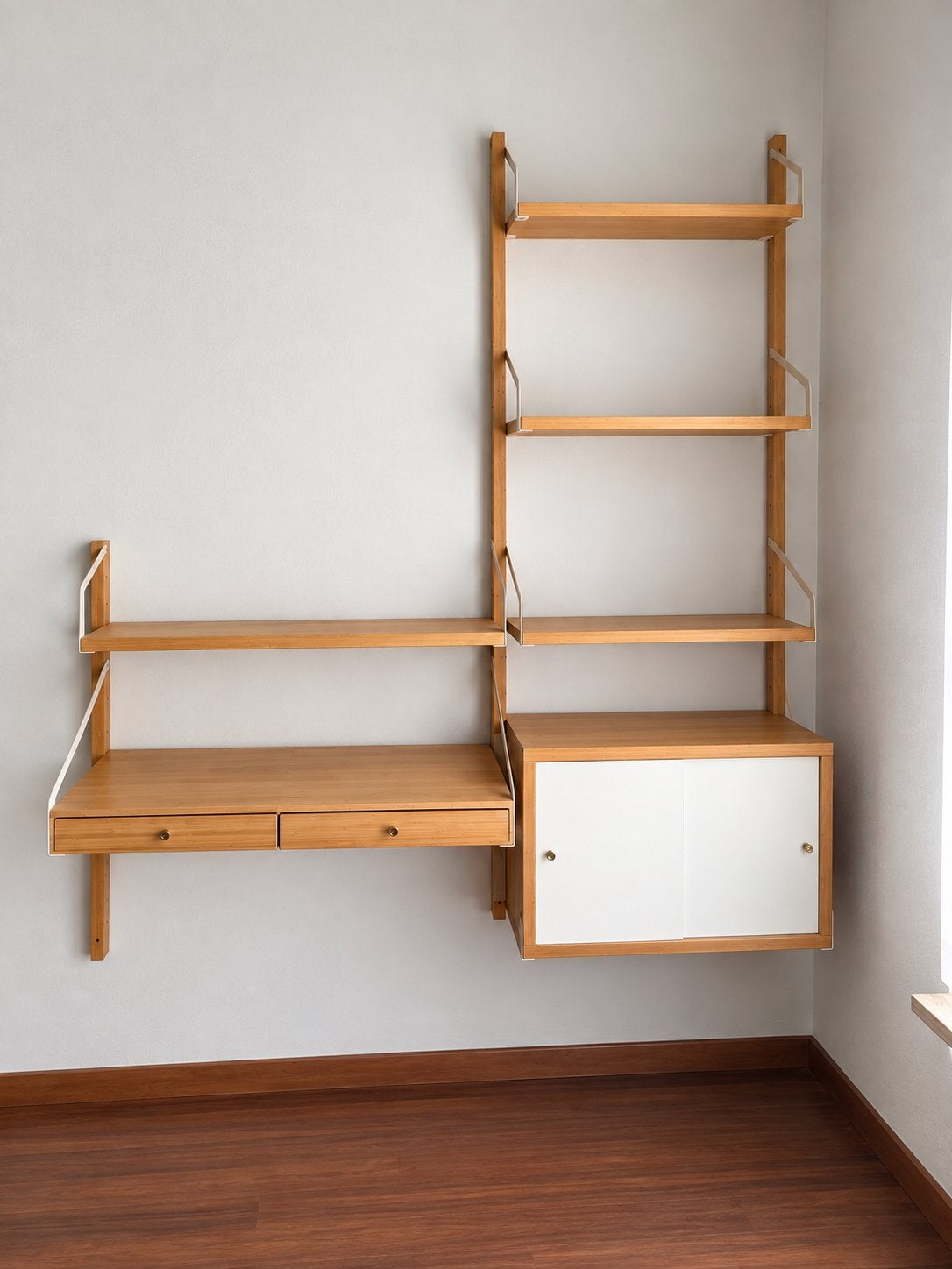 IKEA SVALNÄS wandrek met bureau & kast – bamboe, Ophalen, Zo goed als nieuw
