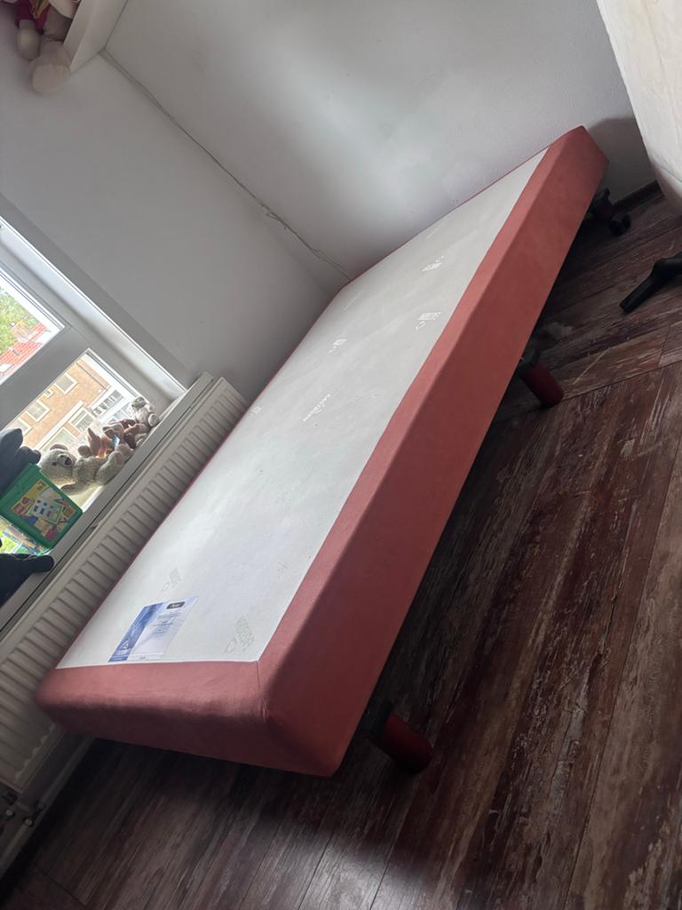 Eastborn Pulsar boxspring 120x200 cm, Huis en Inrichting, Slaapkamer | Bedden, Gebruikt, Twijfelaar, 120 cm, 200 cm, Stof, Overige kleuren