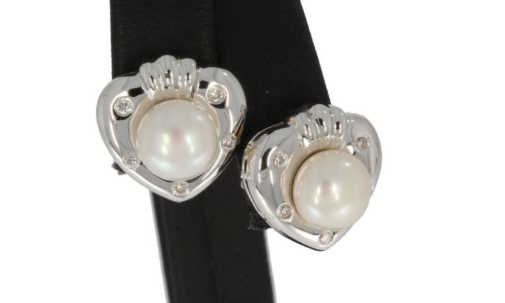 Diamanten hart parel 18k gouden set oorbellen luxe dames