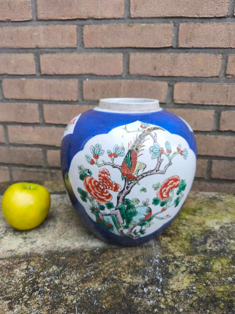 Grote Chinese gemberpot, 19e eeuw, Famille Verte decor, Antiek en Kunst, Antiek | Porselein, Ophalen of Verzenden