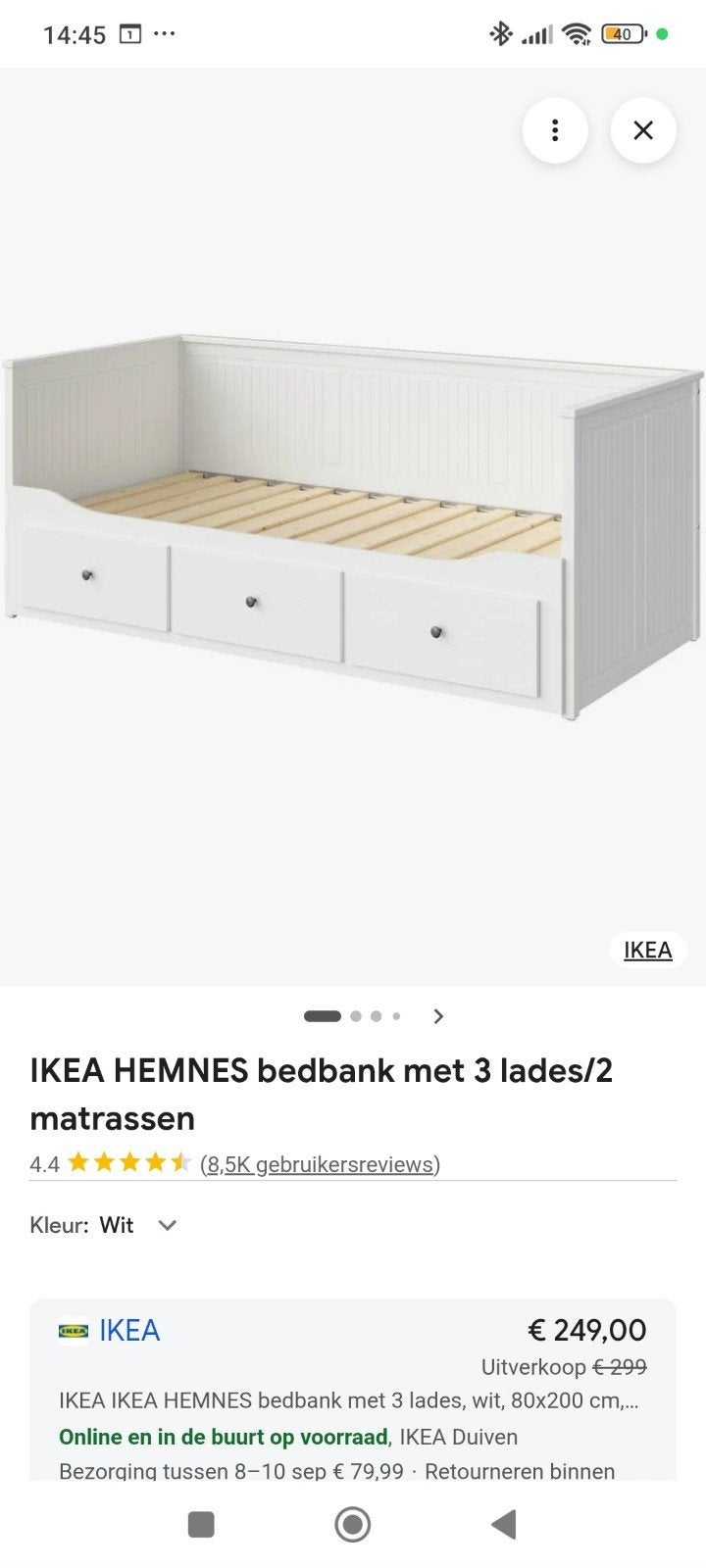 IKEA HEMNES Bedbank met lades - Gebruikt, Huis en Inrichting, Slaapkamer | Bedden, Ophalen, Gebruikt, Eenpersoons, Wit
