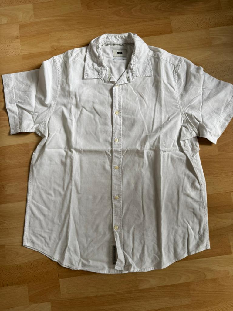 We wit linnen overhemd maat L, Kleding | Heren, Overhemden, Gedragen, Halswijdte 41/42 (L), Wit, Ophalen of Verzenden