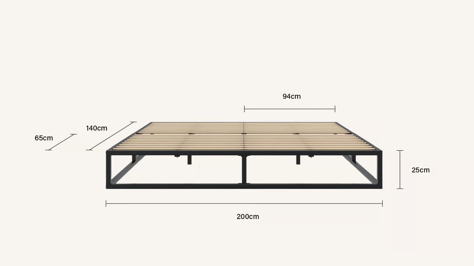Emma Metalen Bed, Huis en Inrichting, Ophalen, Zwart, Tweepersoons, 140 cm