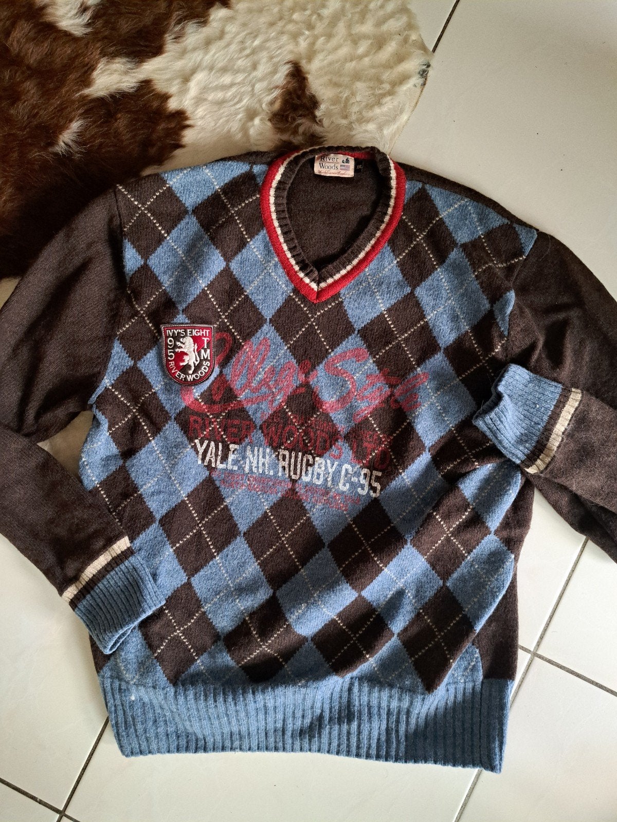 River Woods Argyle Trui xxl, Kleding | Heren, Truien en Vesten, Ophalen of Verzenden, Gedragen, Bruin
