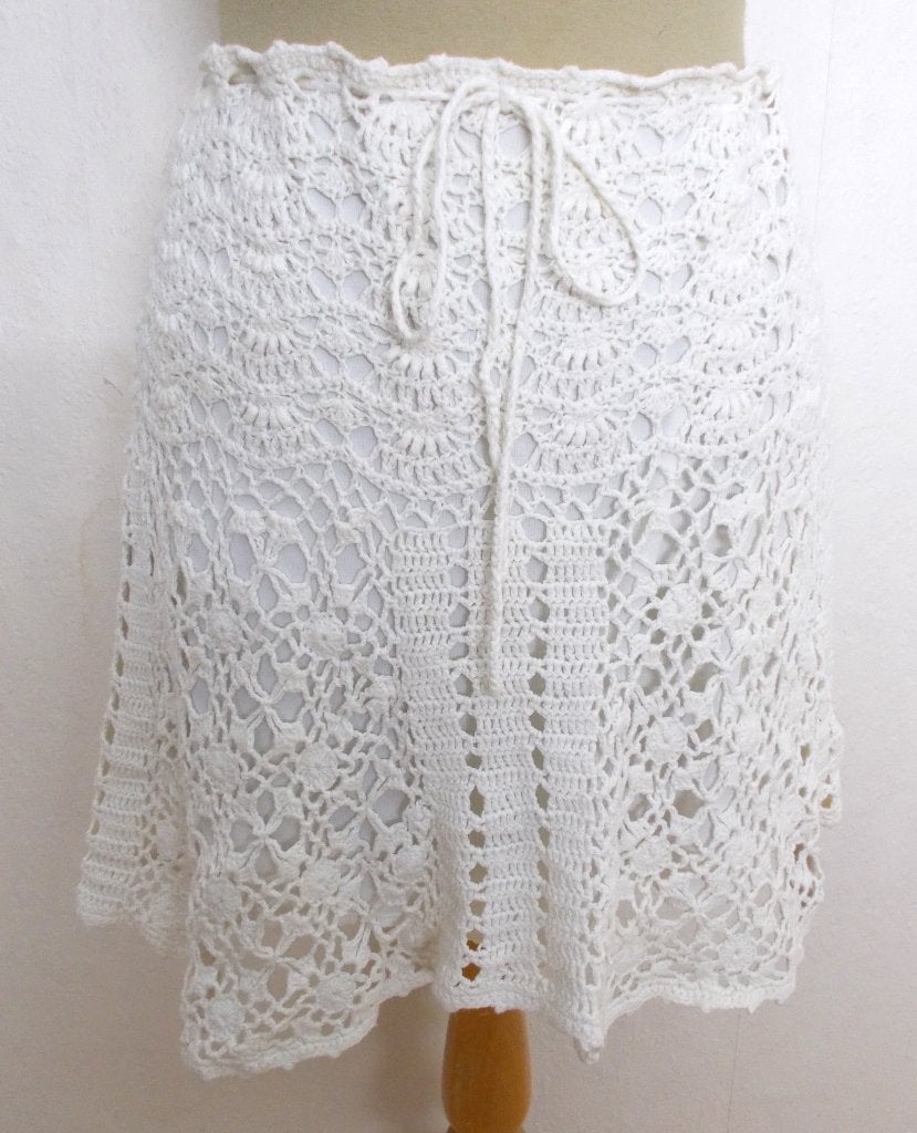 100% katoen wit crochet/fijn gehaakt Ibiza rokje! L, Kleding | Dames, Rokken, Verzenden, Wit, Maat 42/44 (L), Zo goed als nieuw