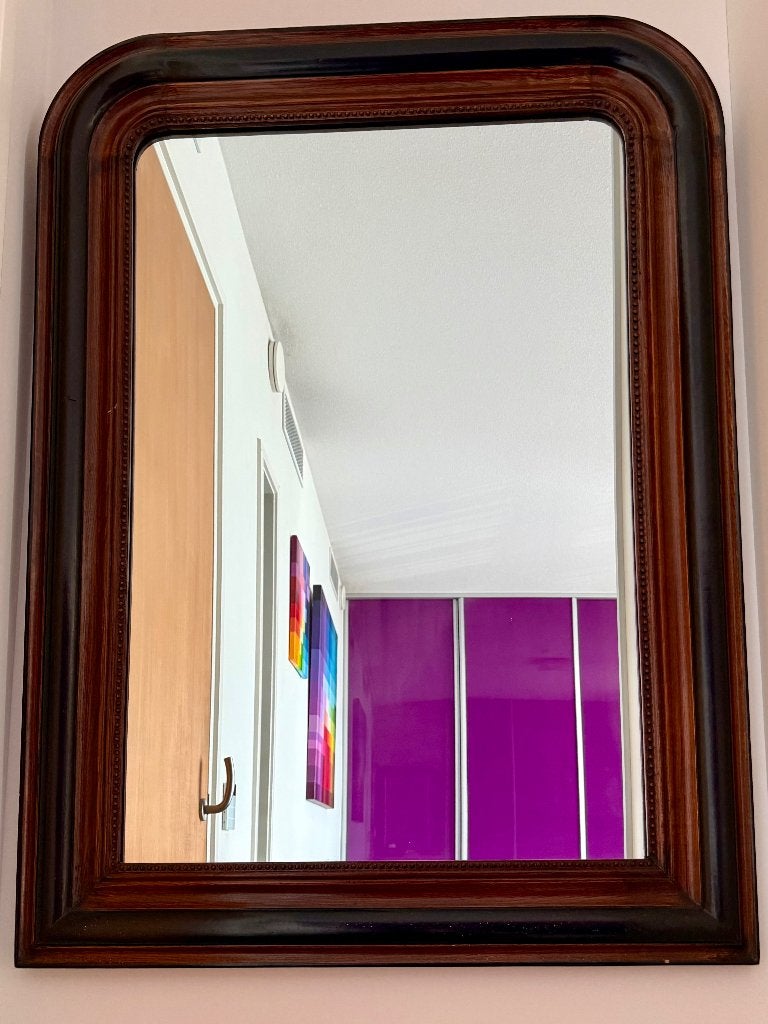 Grote spiegel met houten sierlijst, Huis en Inrichting, Ophalen, Gebruikt, 100 tot 150 cm, 75 tot 100 cm