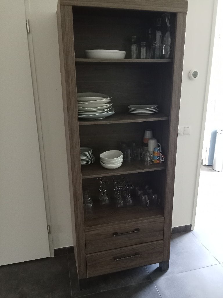 Boekenkast / servieskast met 2 lades, Huis en Inrichting, Kasten | Boekenkasten, Ophalen, Met plank(en), 50 tot 100 cm, Zo goed als nieuw