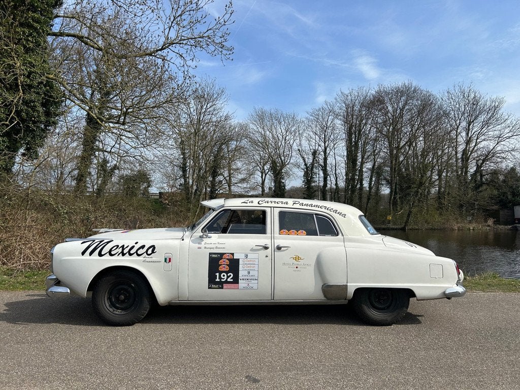 Studebaker Land cruiser Rallye Carrera Panamerica (bj 1950), Auto's, Overige Auto's, Stof, 4 stoelen, Wit, 102 pk