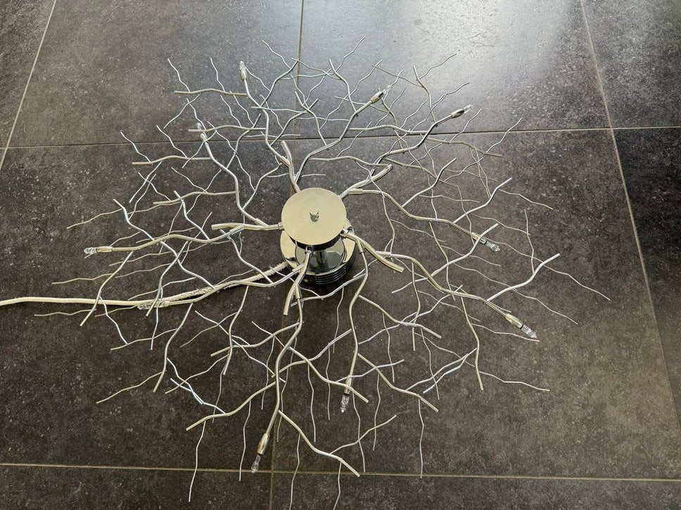 plafondlamp 'takken' design, zilverkleurig, Ophalen, Gebruikt, Metaal, 75 cm of meer