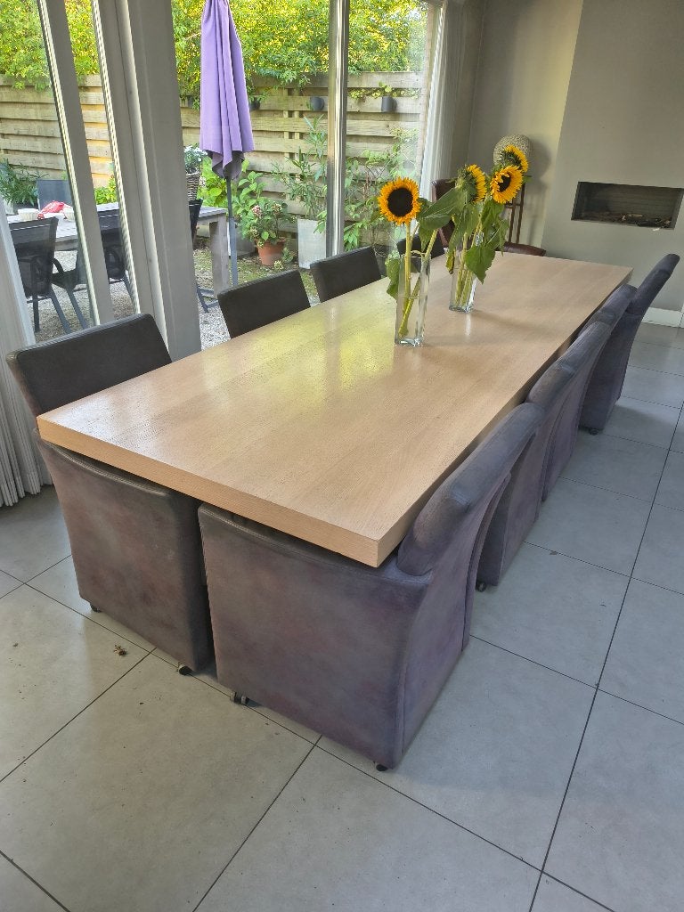 Royale eettafel 300x100 cm–Licht eiken look (Stoelen optie), Gebruikt, 100 tot 150 cm, 200 cm of meer, Ophalen of Verzenden