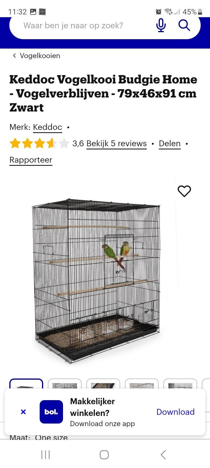 NW ongeopend KEDDOC vogelkooi BUDGIE HOME zwart opvouwbaar., Ophalen of Verzenden, Nieuw, Metaal, Vogelkooi
