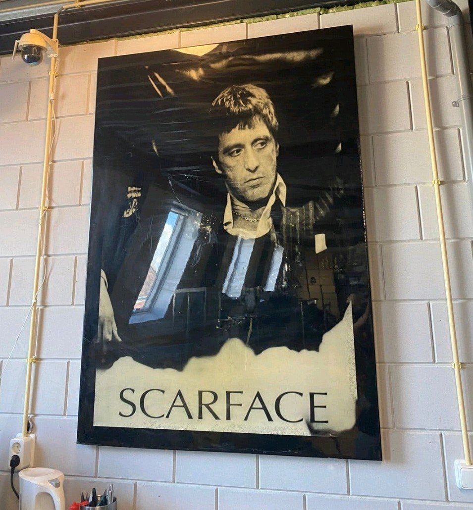 Schilderij Al Pacino als Tony Montana (Scarface), Ophalen of Verzenden, Op houten frame, Film