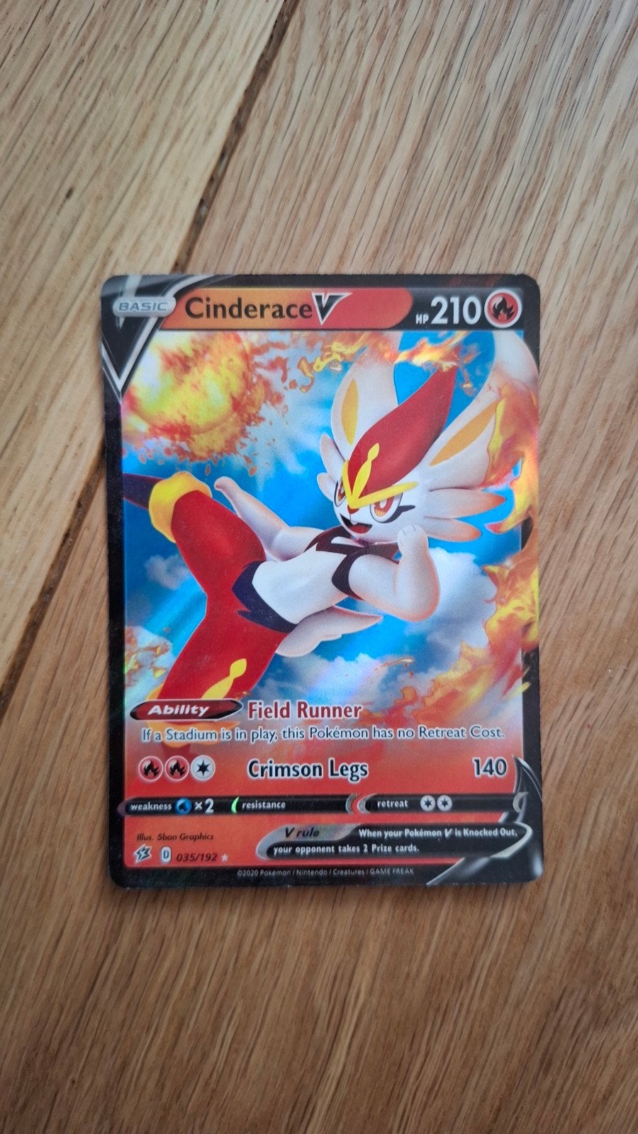Cinderace V Pokémon kaart - Basic - 035/192, Ophalen, Zo goed als nieuw, Losse kaart