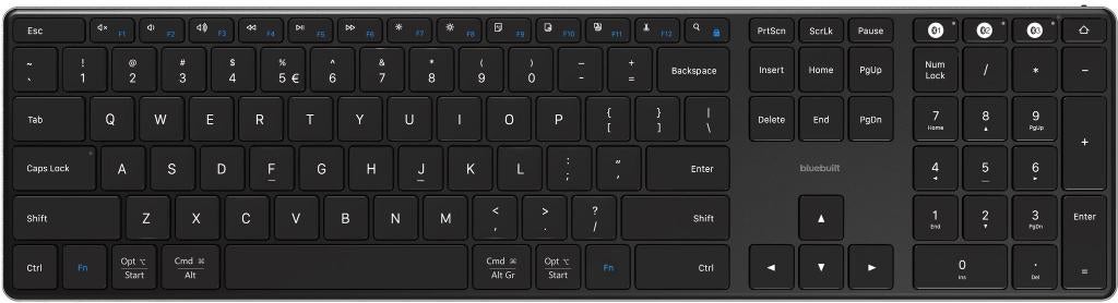 Draadloos Bluetooth Toetsenbord Bluebuilt Pro QWERTY, Computers en Software, Toetsenborden, Nieuw, Qwerty, Draadloos, Multimediatoetsen