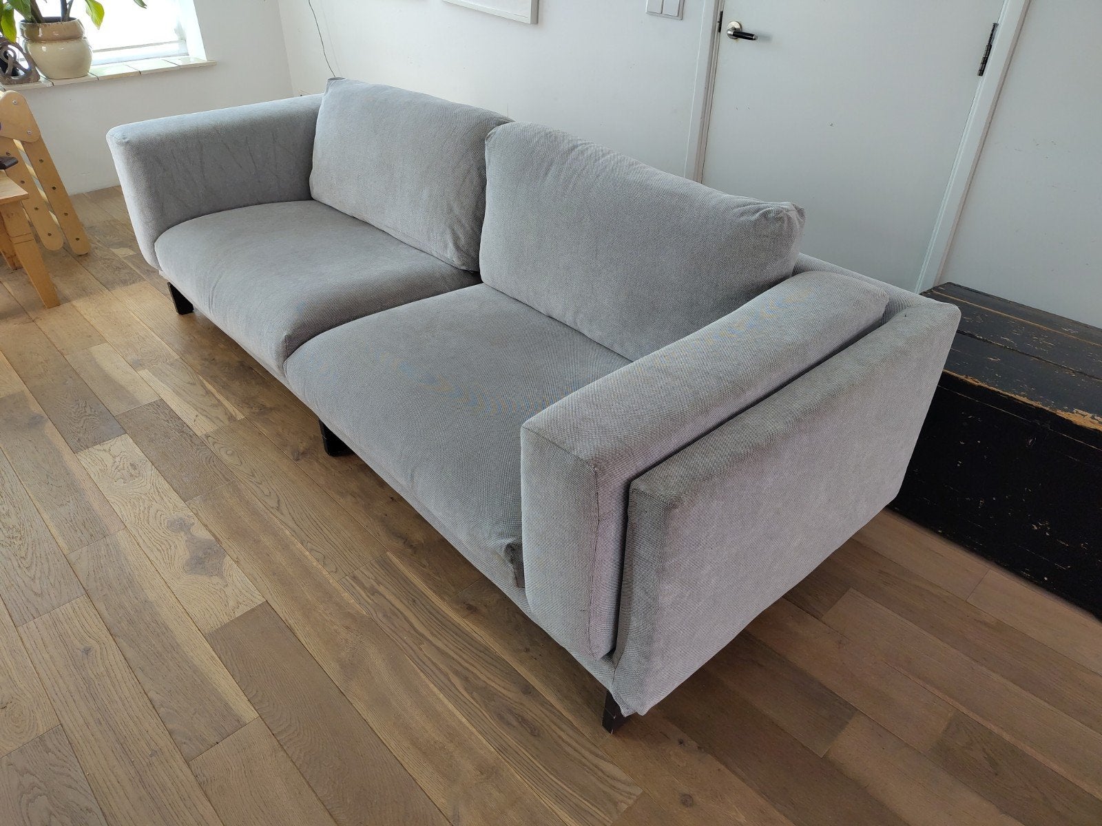 Grijze Ikea tweepersoons rechte bank, Ophalen, Gebruikt, Tweepersoons, 75 tot 100 cm