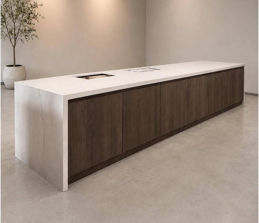 Natuursteen keukenblad - Zecevo kalksteen, Ophalen, 75 cm of meer, Beige, Nieuw