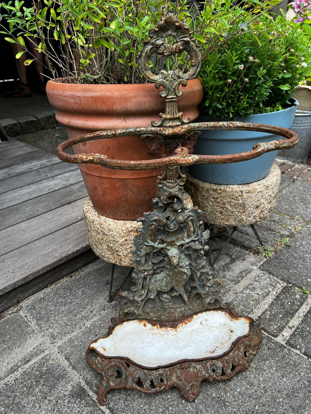 Art Nouveau Bronzen Paraplubak- Haardstelbak Jachttafereel, Antiek en Kunst, Ophalen of Verzenden
