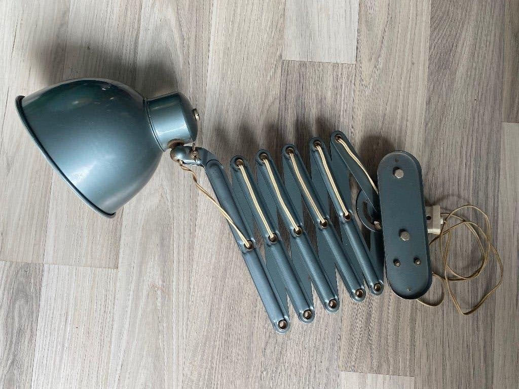 Vintage 50s Siemens schaarlamp industrial design, Met schakelaar, Ophalen of Verzenden, Metaal, Wandlamp