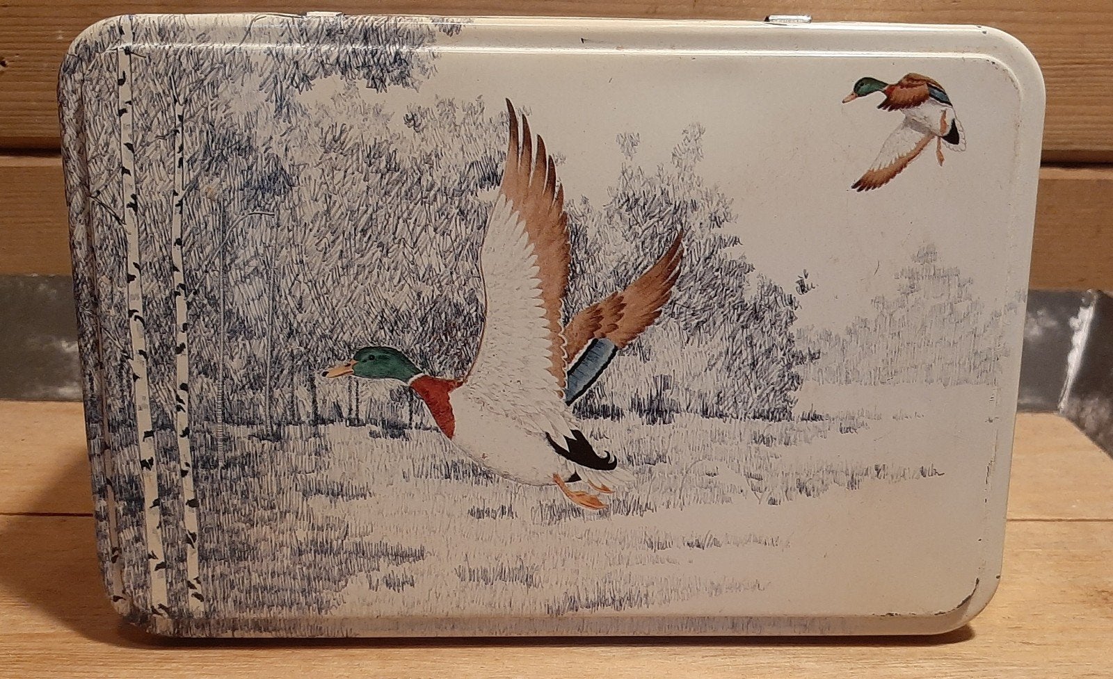 Vintage Massilly France blik met eenden, Ophalen of Verzenden
