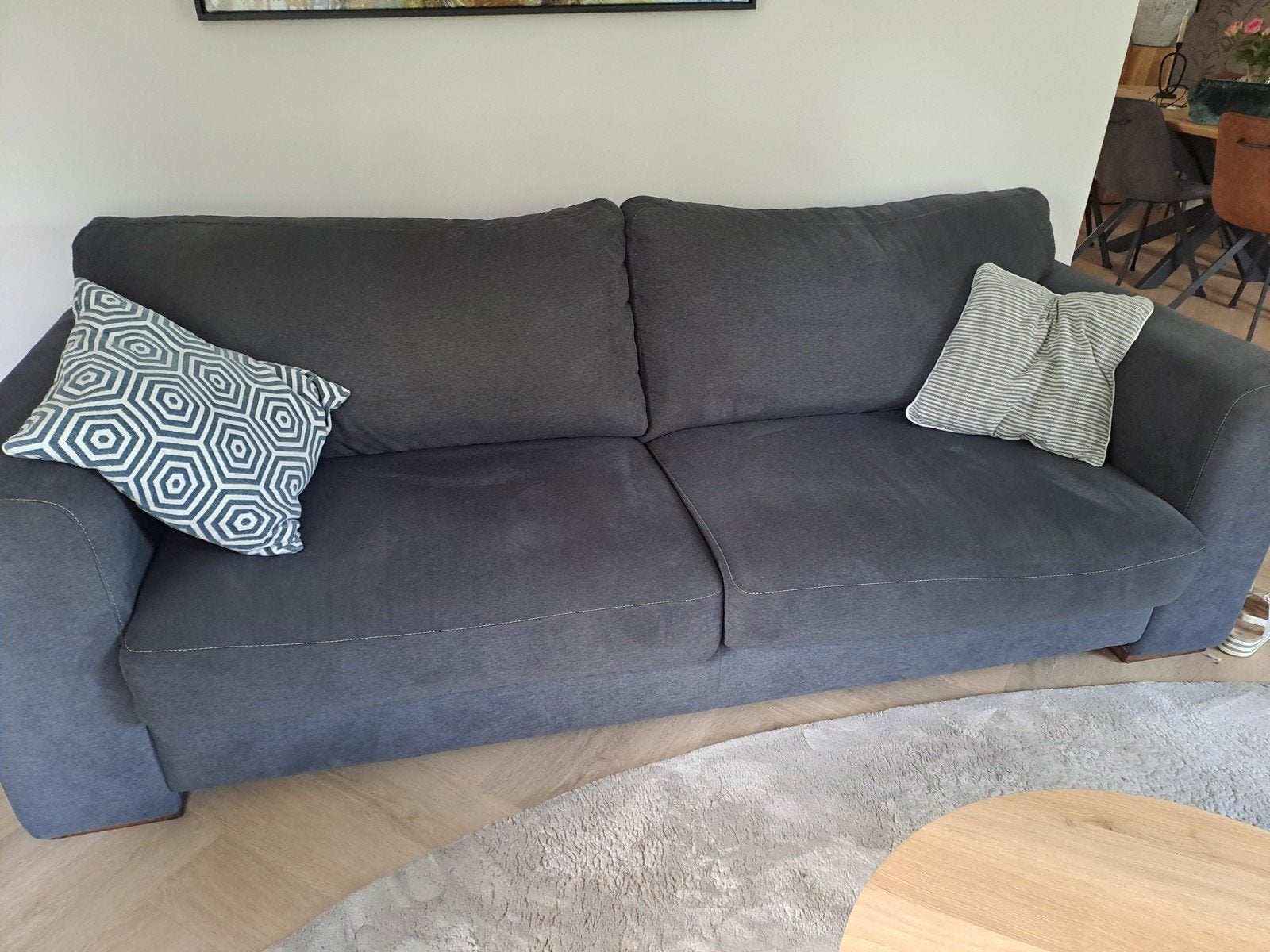 mooie 2 en 3 zits bank antracietgrijs, Ophalen, Gebruikt, 75 tot 100 cm, 200 tot 250 cm