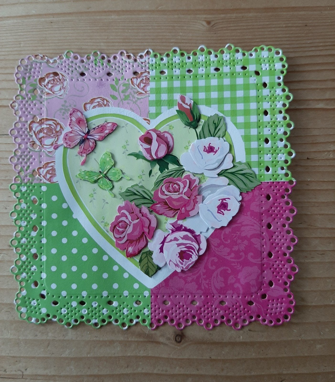 stans kaart opleg met 3d plaatje bloemen, Hobby en Vrije tijd, Kaarten | Zelf maken, Ophalen of Verzenden, Nieuw, Overige thema's