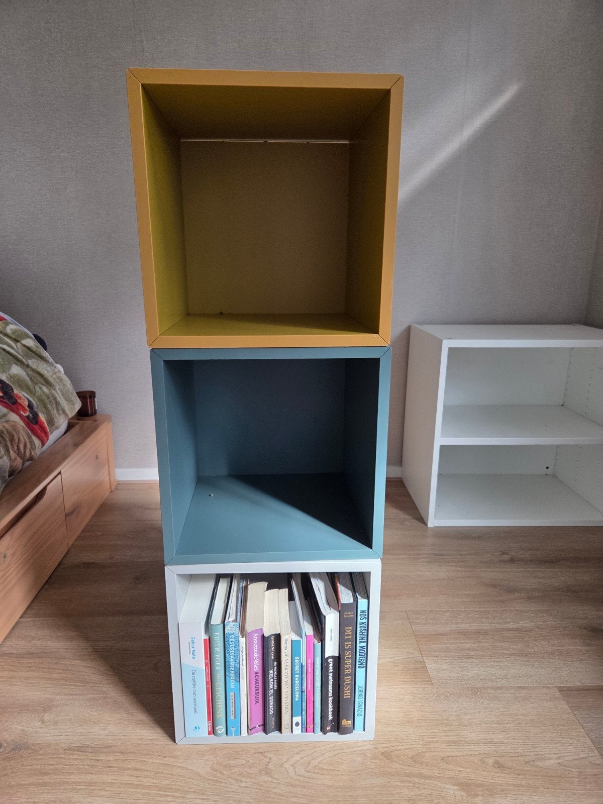 IKEA EKET Kastblokken - Geel, groen/ Blauw, grijs, Ophalen, 50 tot 100 cm, Zo goed als nieuw, Minder dan 100 cm