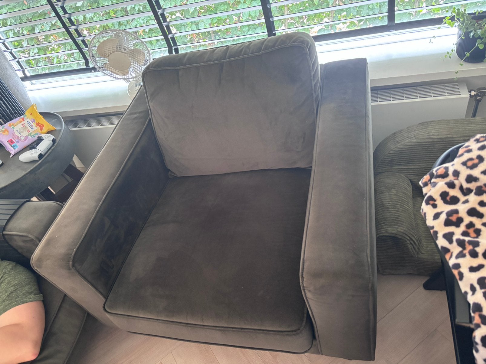 Woood velvet/fluwelen Fauteuil donkergroen, Huis en Inrichting, Fauteuils, Ophalen, 75 tot 100 cm, Zo goed als nieuw, Stof
