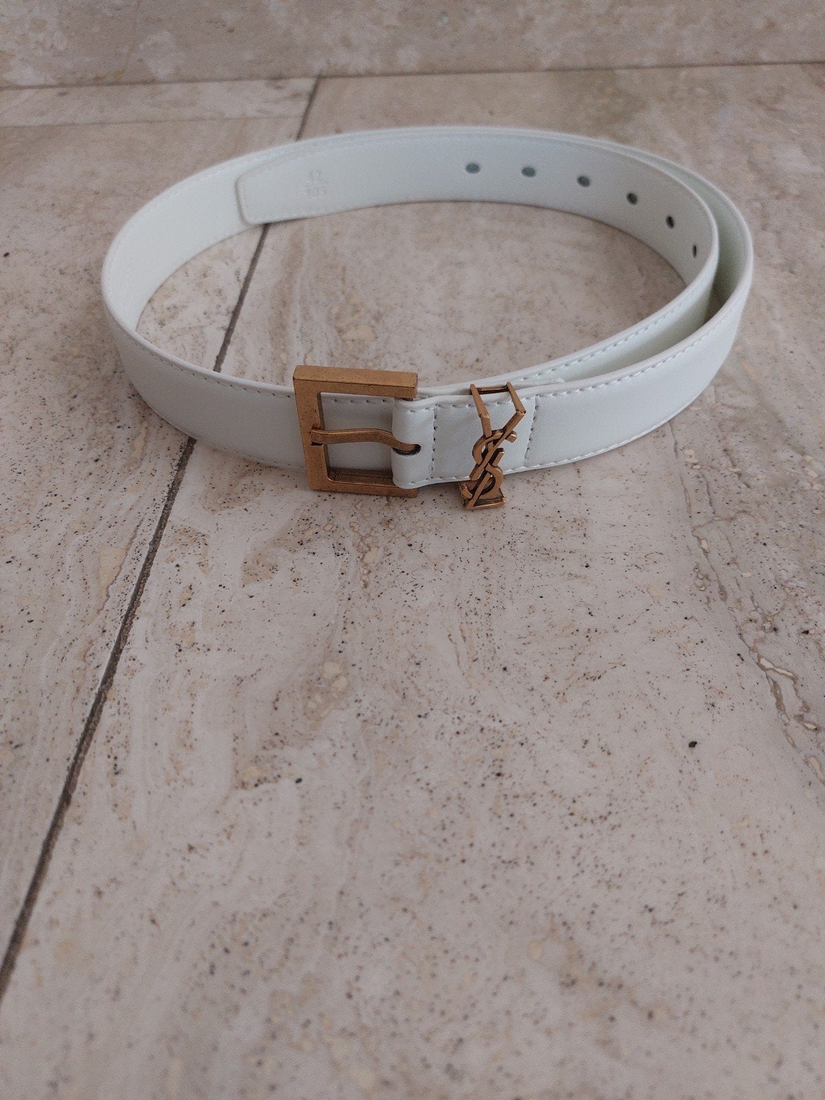 Saint Laurent Paris Riem Wit - Zo goed als nieuw, Tailleriem, Ophalen of Verzenden, Zo goed als nieuw, Saint Laurent Paris