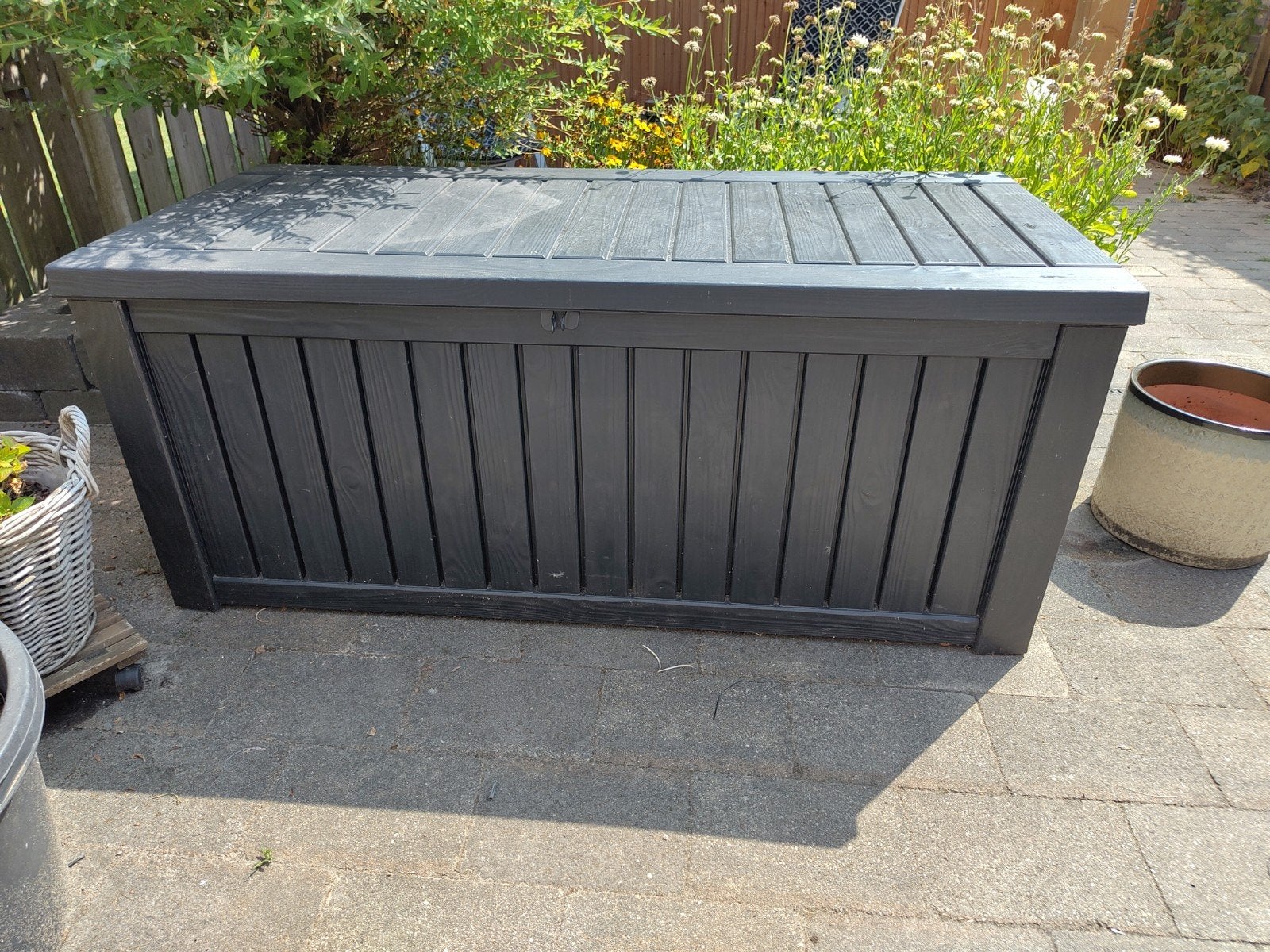 Opbergbox Keter Rockwood grijs /kussenbox - waterdicht 5, Ophalen, Zo goed als nieuw, Kunststof, Overige typen