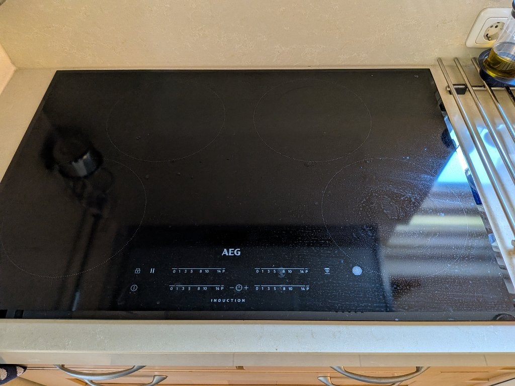 AEG inductiekookplaat inbouw 77x52cm, Ophalen, Gebruikt, 4 kookzones, Inbouw