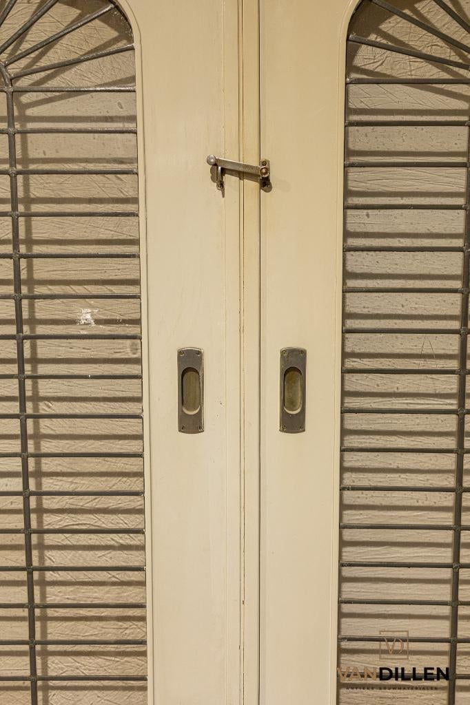 Set oude en-suite schuifdeuren glas in lood 213 x 186, Ophalen, Gebruikt, 120 cm of meer, Binnendeur